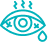 Blue eye with fluid waves icon, illustrating relief from post-surgery dry eye care